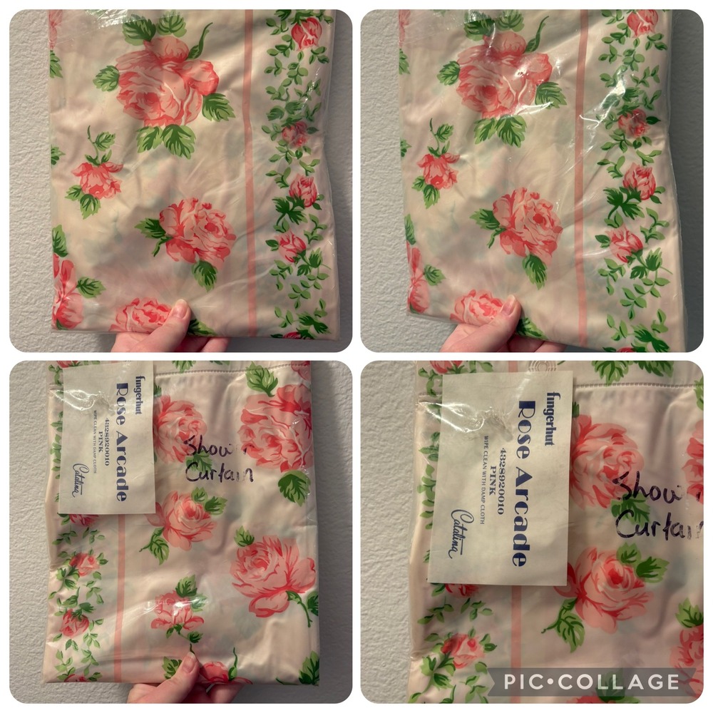 VTG Deadstock Rose Shower Curtain Pink Floral Never opened